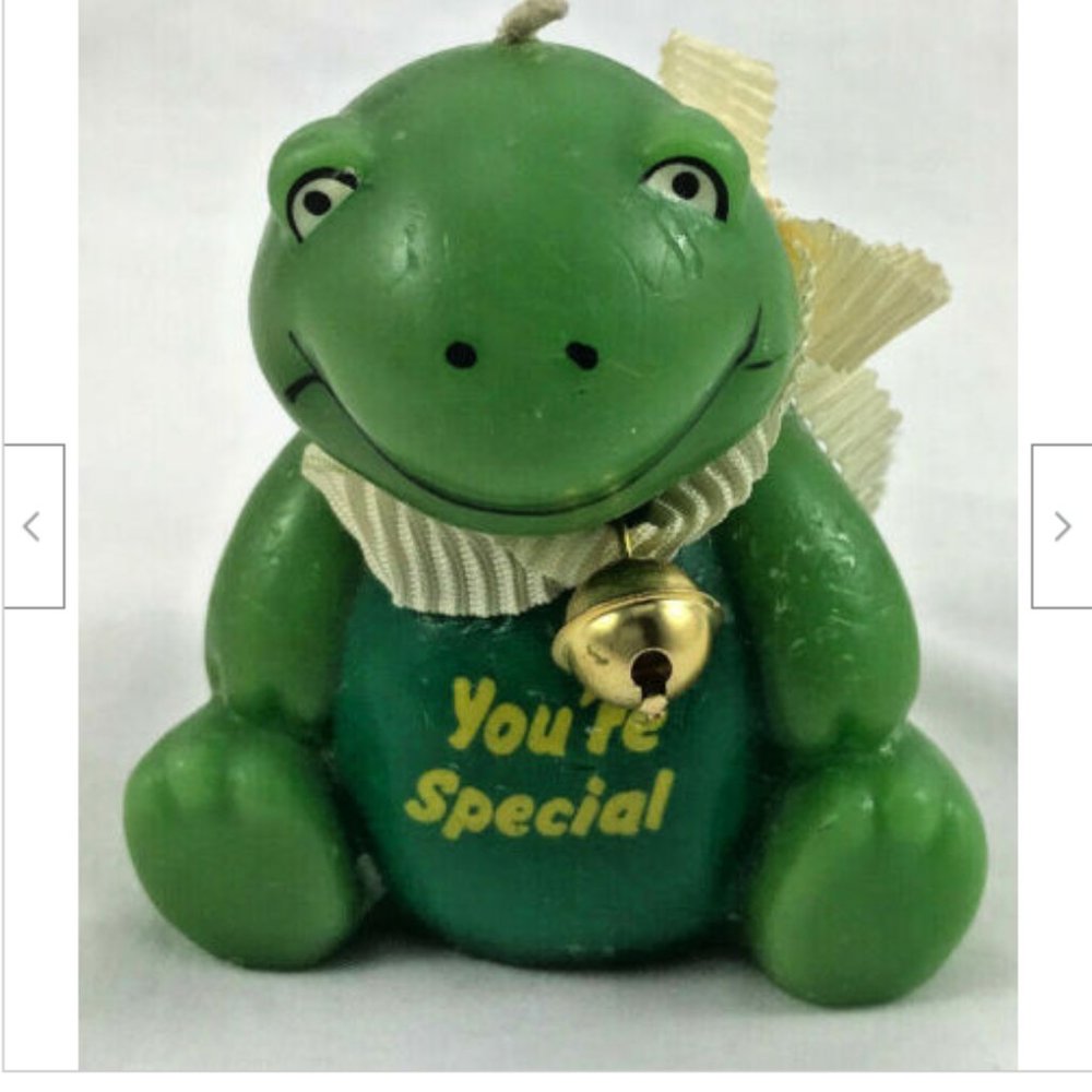 Vtg Hand Painted Russ Berrie Molded Wax Candle Turtle Bell Collar Youre Special